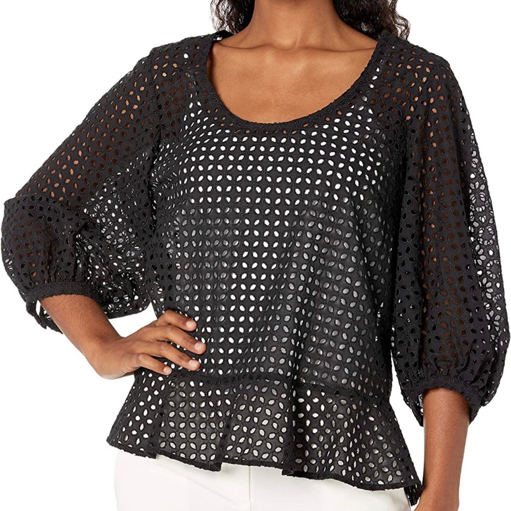 Club‎ Monaco Eyelet Top Black Sz XS TP